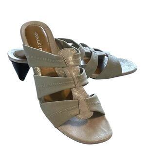 Donald J. Pliner HAIA Open Toe Sandals Womens Size 10 Mint Green Silver Metallic